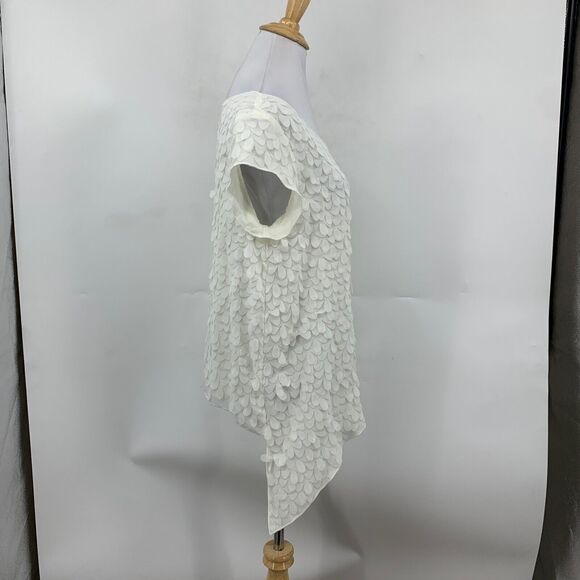 XD Xenia Design Top Womens S Small Cream Appliqué Petal Asymmetrical Boat Neck - Picture 5 of 13